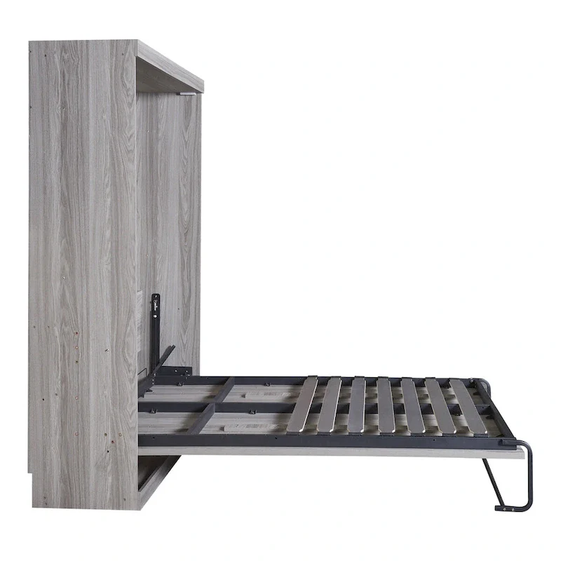 Gray Fold-Down Murphy Bed with Integrated Cabinet – Modern Style, Twin / Full, Sleeps 1