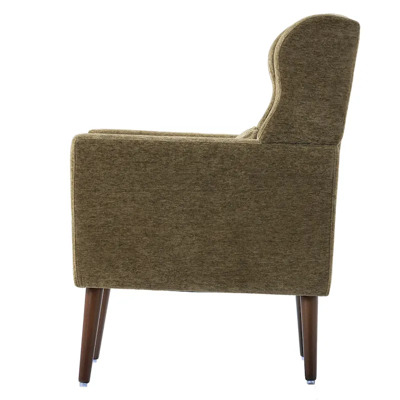 Olive Green 24.21  Button Tufted Arm Chair with Wood Legs