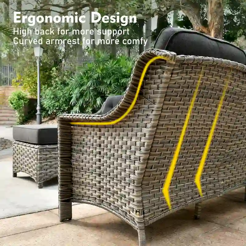 XIZZI 6-piece Patio Wicker Furniture Set with Fire Pit Table