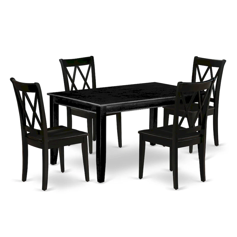 East West Furniture Dining Room Table Set Consist of a Rectangle Kitchen Table and Dining Chairs, Black (Pieces Option)