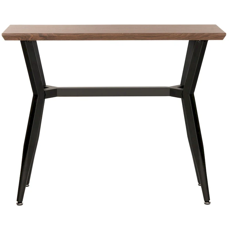 Mid-Century Console Table with Rustic Oak Top & Open Black Metal Frame – 39Wx14Dx31H