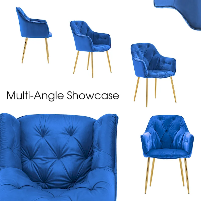 ivinta Tufted Dining Chairs Set of 2, Accent Chair with Solid Gold Plated Legs