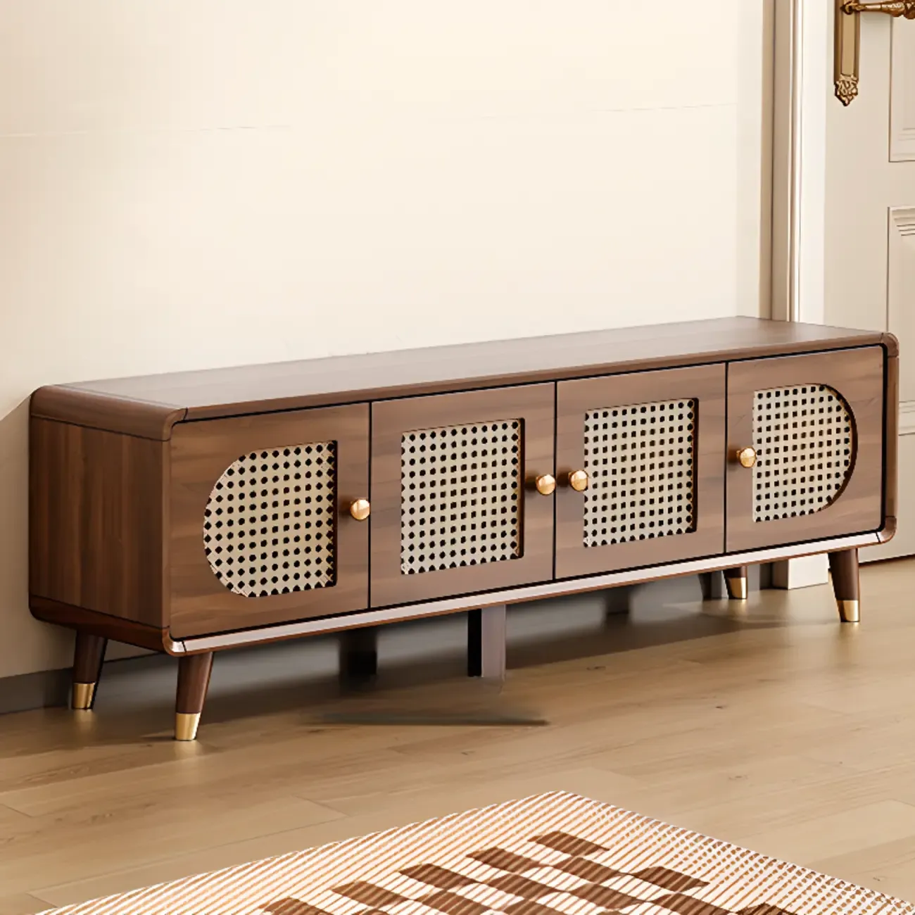 Bohemian Slim Brown Drop-Front Wood Shoe Cabinet