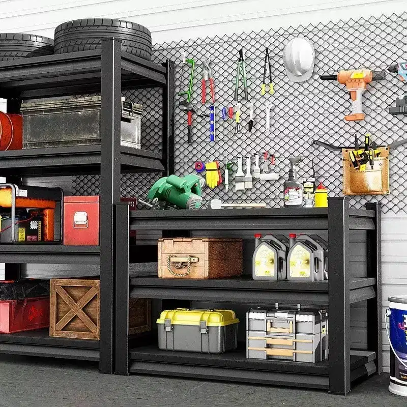 36 Inch Garage Shelves Heavy Duty Steel Metal Adjustable Utility Storage Rack 3 Tier Black 1200Lbs Capacity