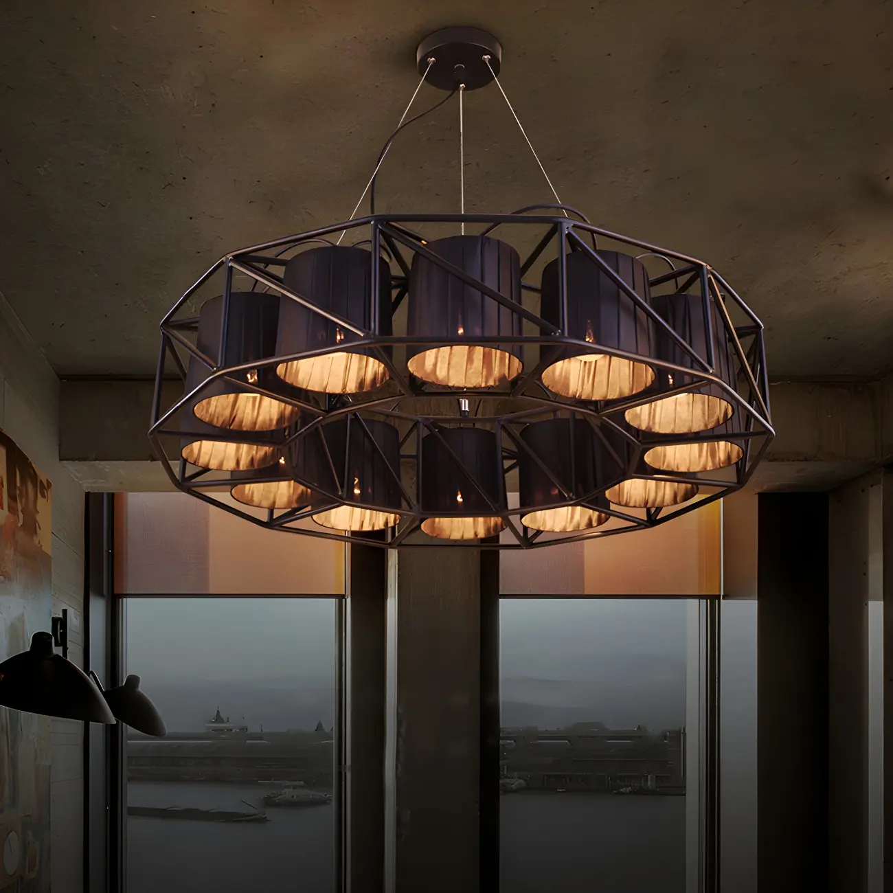 Black Metal Geometric Modern Chandelier Light