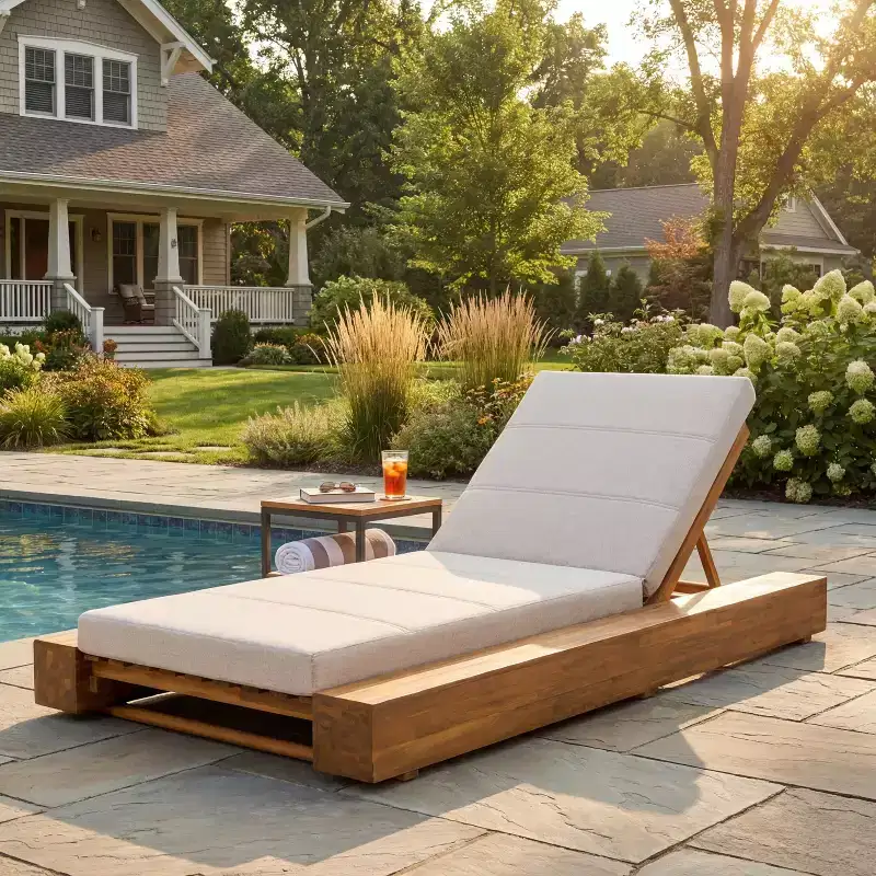 Christopher Knight Home Thomas Patio Acacia Chaise Lounges with Cushion and Adjustable Backrest