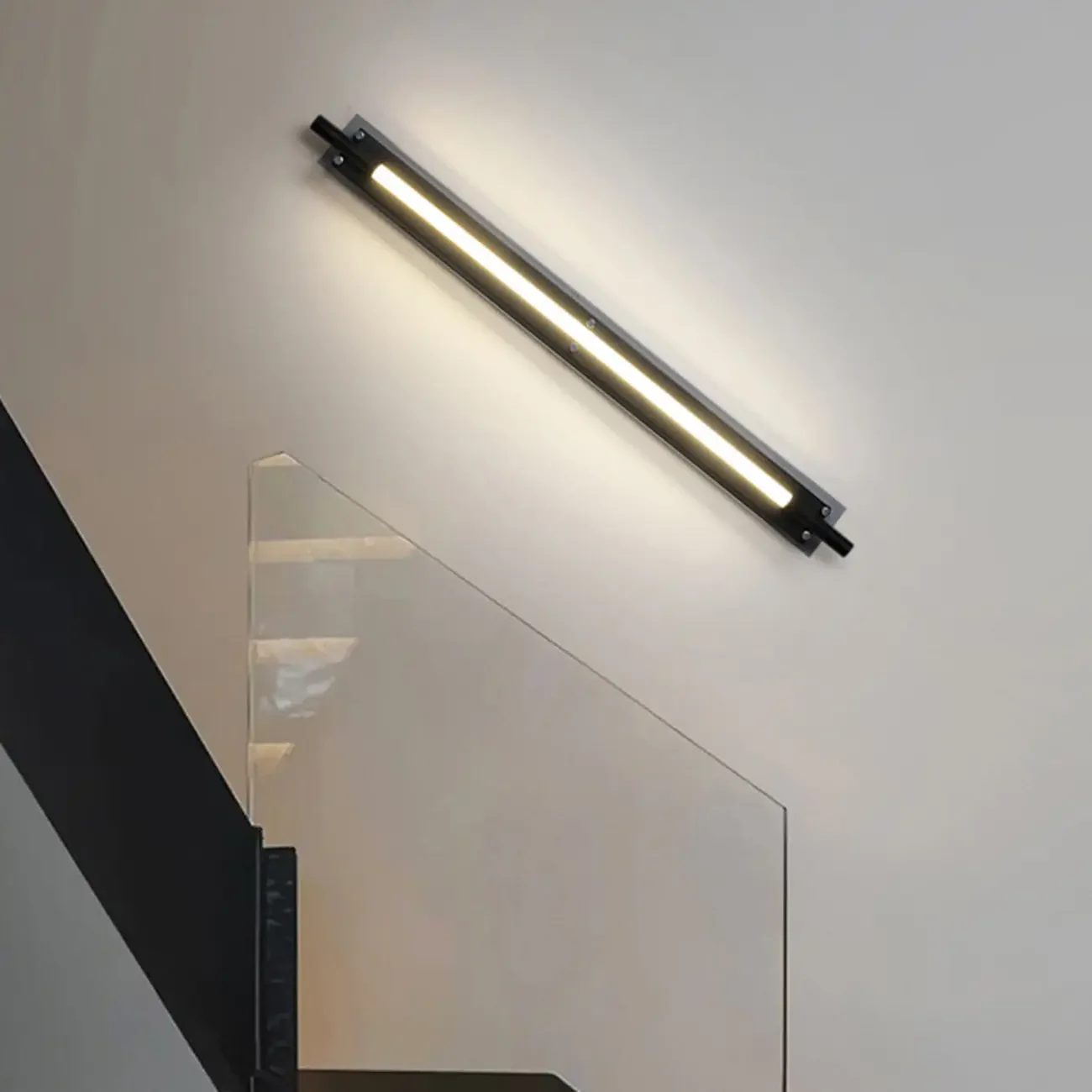 Modern Black Metal Linear Plastic Shade Wall Sconce