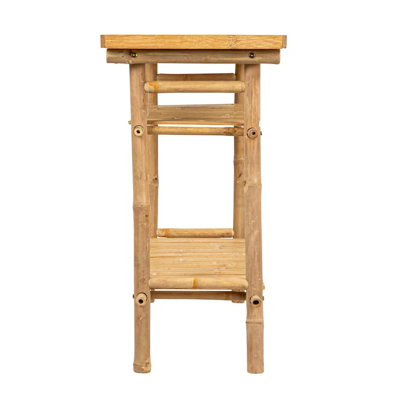 Bamboo Accent Table with 2 Shelves