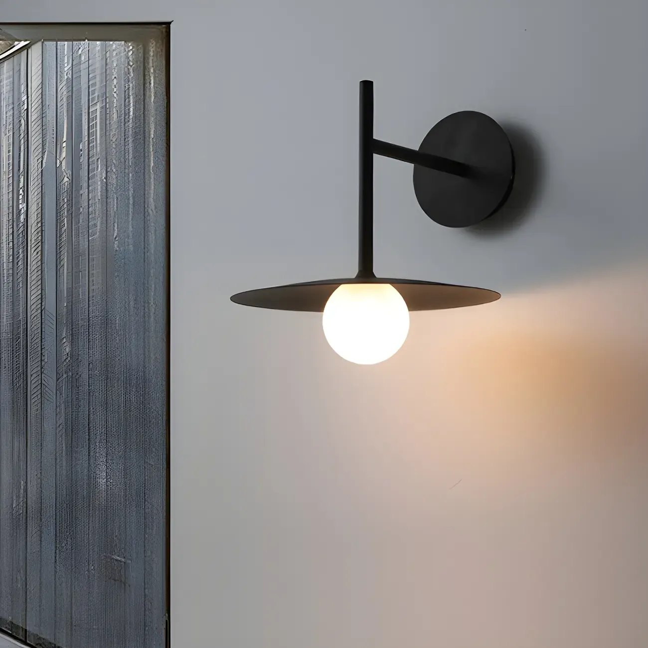 Industrial Frosted Glass Metal Globe Black Wall Sconce