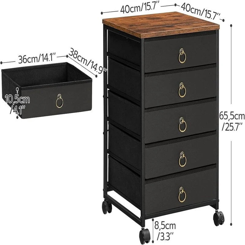 5-Drawer Chest File Cabinet - 15.7D x 15.7W x 25.7H