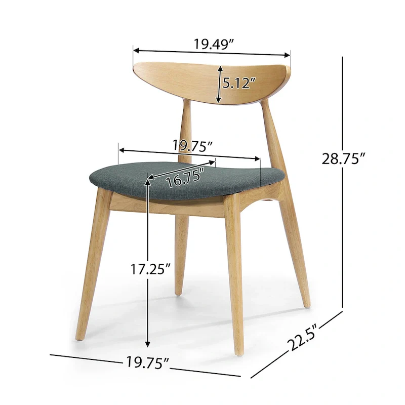 Barron Mid-Century Modern Dining Chairs (Set of 2) by Christopher Knight Home - 22.50   W x 19.75   L x 28.75   H