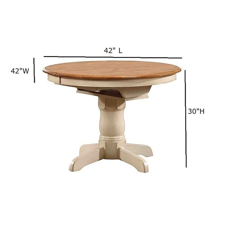 Round Dining Table with Butterfly Leaf and 4 Napoleon Chairs
