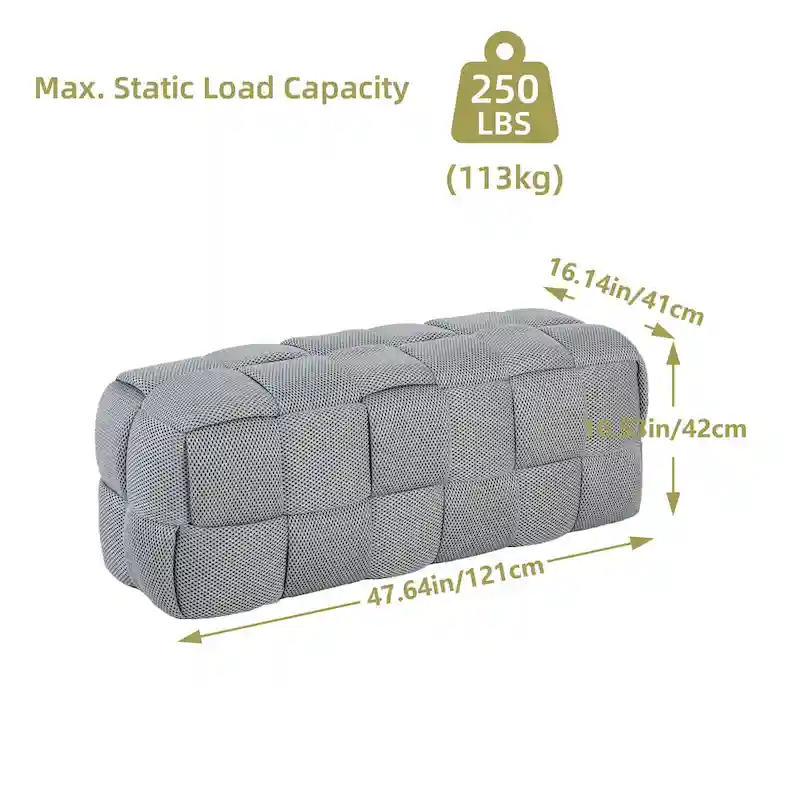 Modern 3D Breathable Fabric Large Ottoman Bench