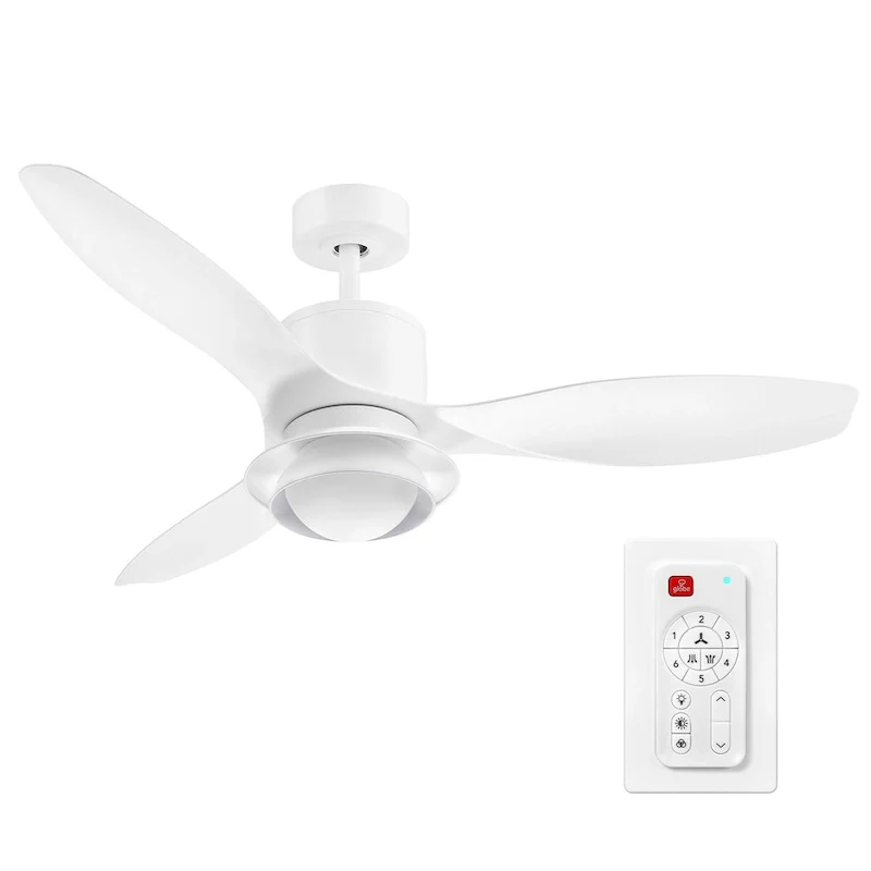 48  Smart Ceiling Fan with LED Light, Remote Control, WhisperQuiet DC Motor, 6 Speeds, White