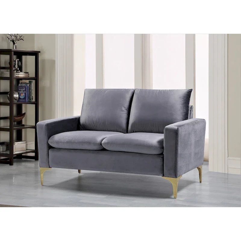 Velvet Loveseat with Gold-Tone Legs
