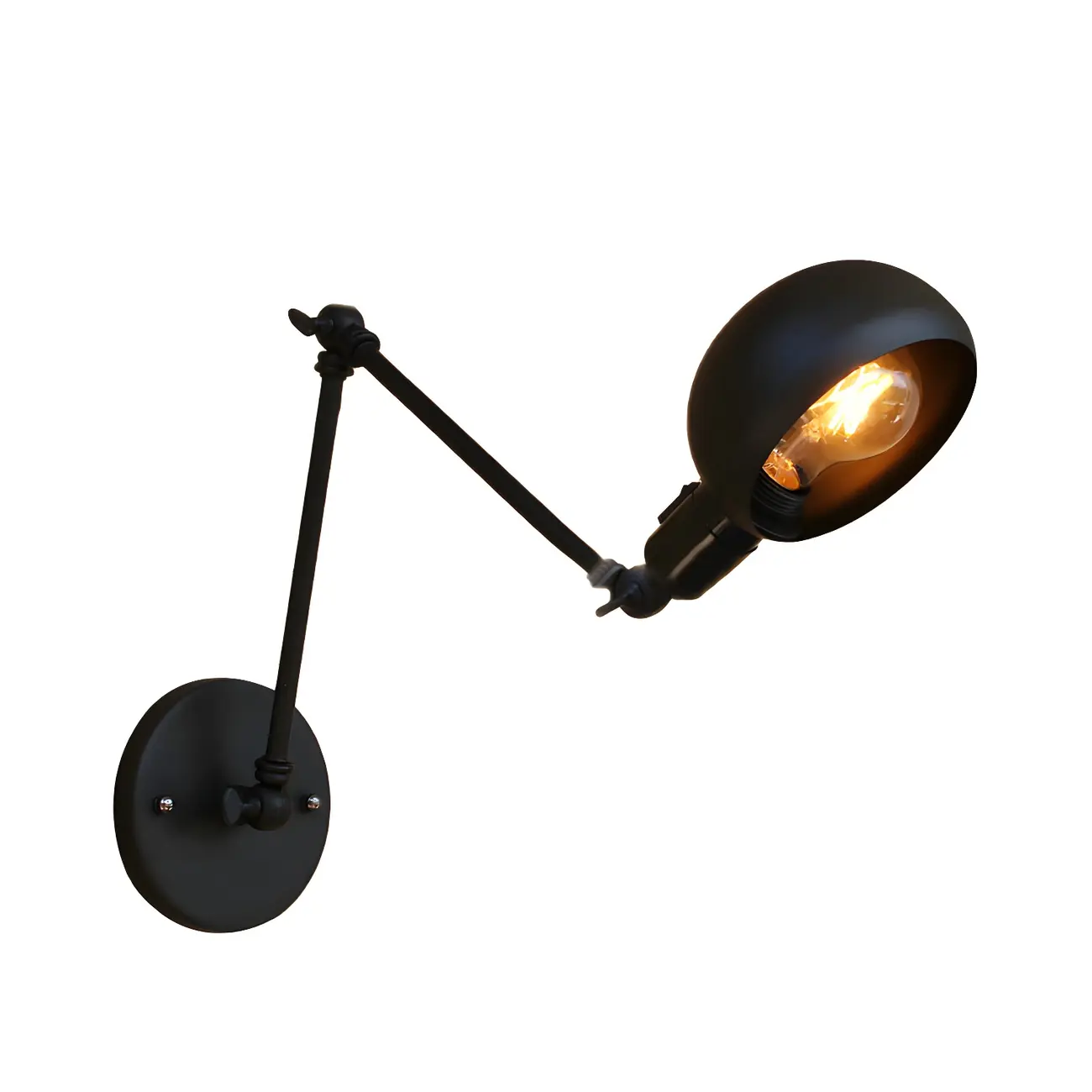Industrial 1-Light Black Metal Swing Arm Wall Sconce