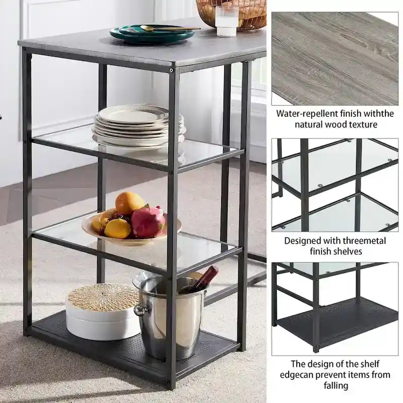 VECELO 3-Pieces Counter Dining Table Set