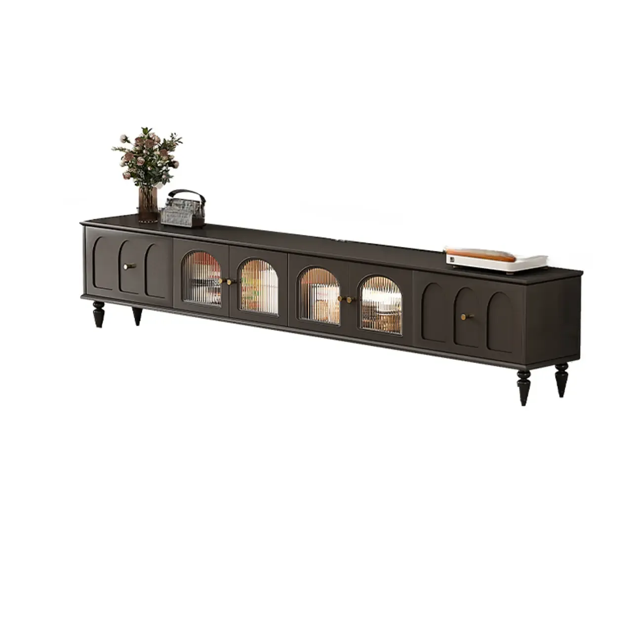 Warm Shaker Wood TV Stand with Cable Management & Light & 4-Cabinet/5 Cabinets/6 Cabinets