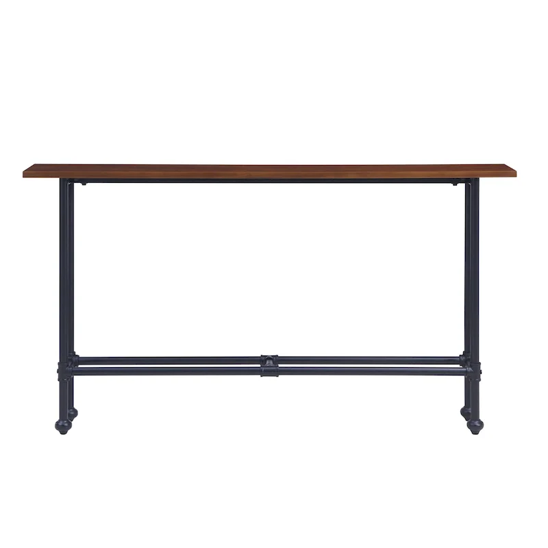 Espresso Wood Rectangular Console Table with Black Metal Base - 56 L x 8 W x 30 H