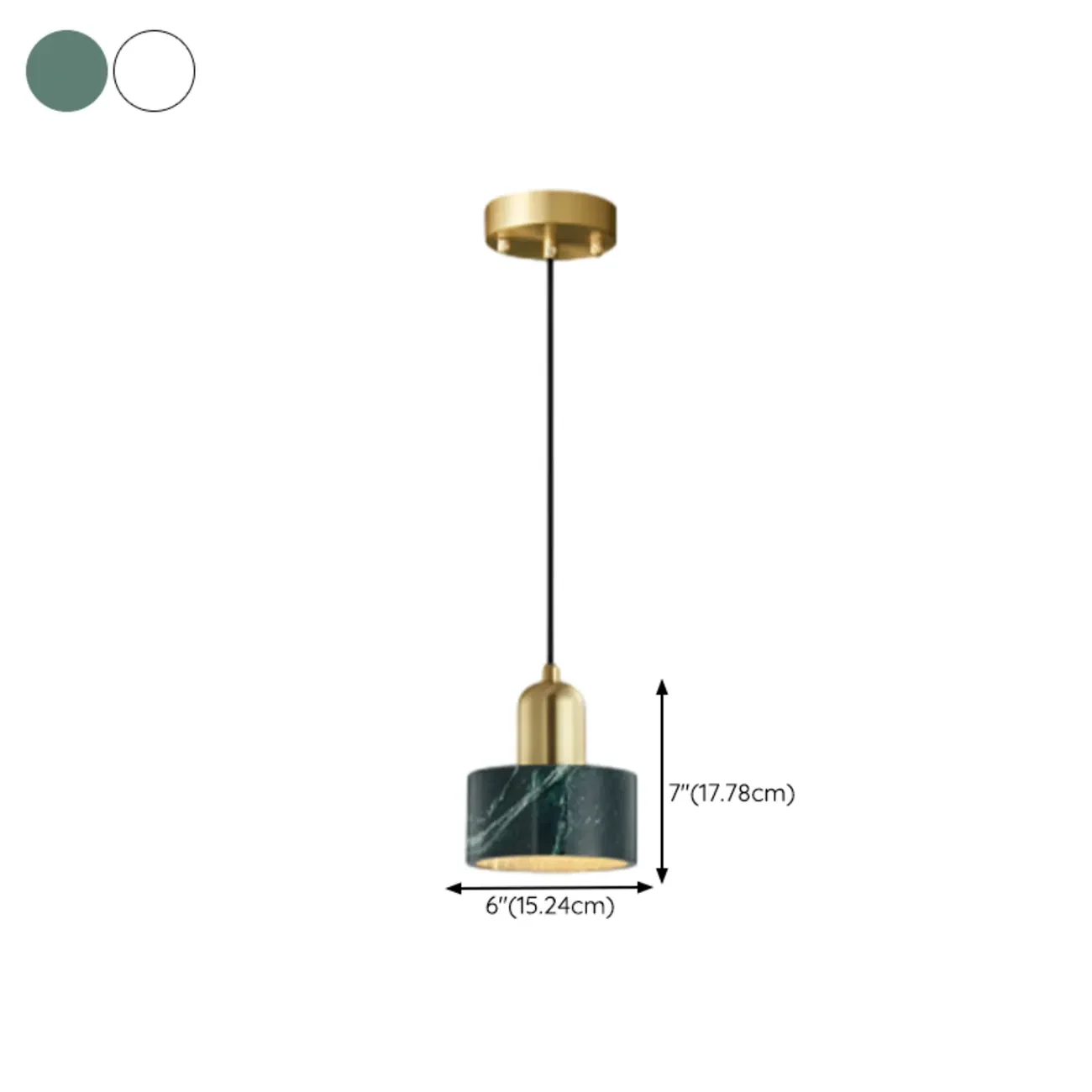 Modern Green Stone Cylinder Black Hanging Pendant Light