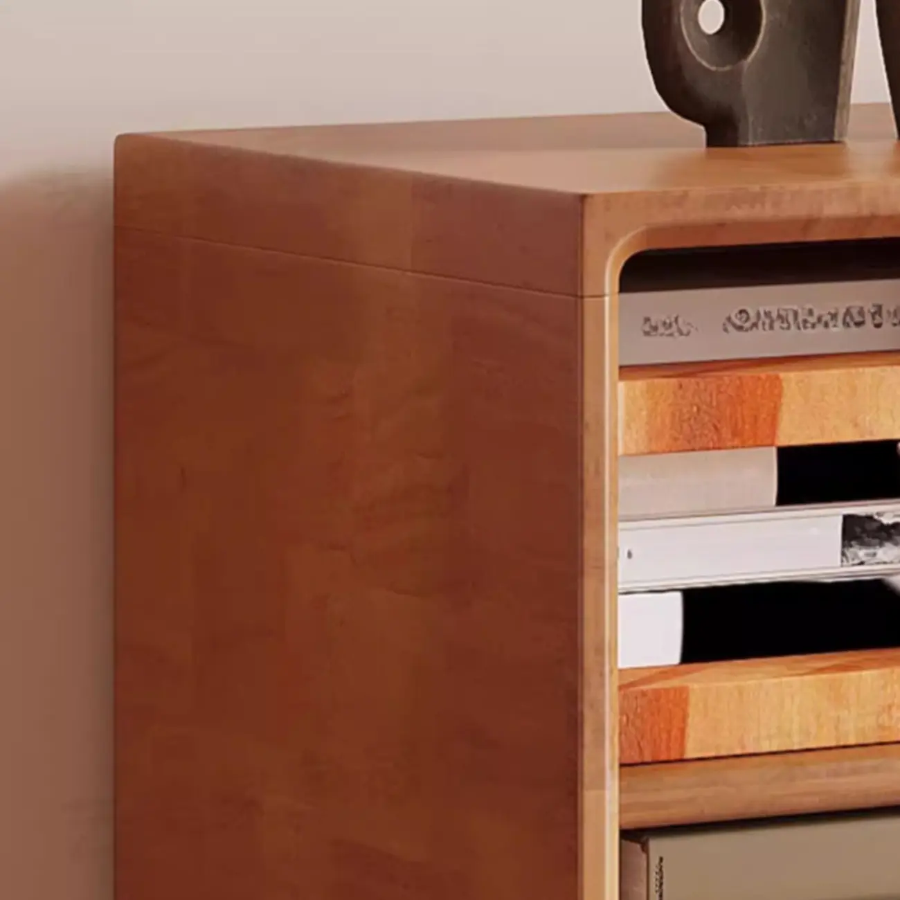 Mid Century Modern Oak Wood Closed Back Standing Bookcase