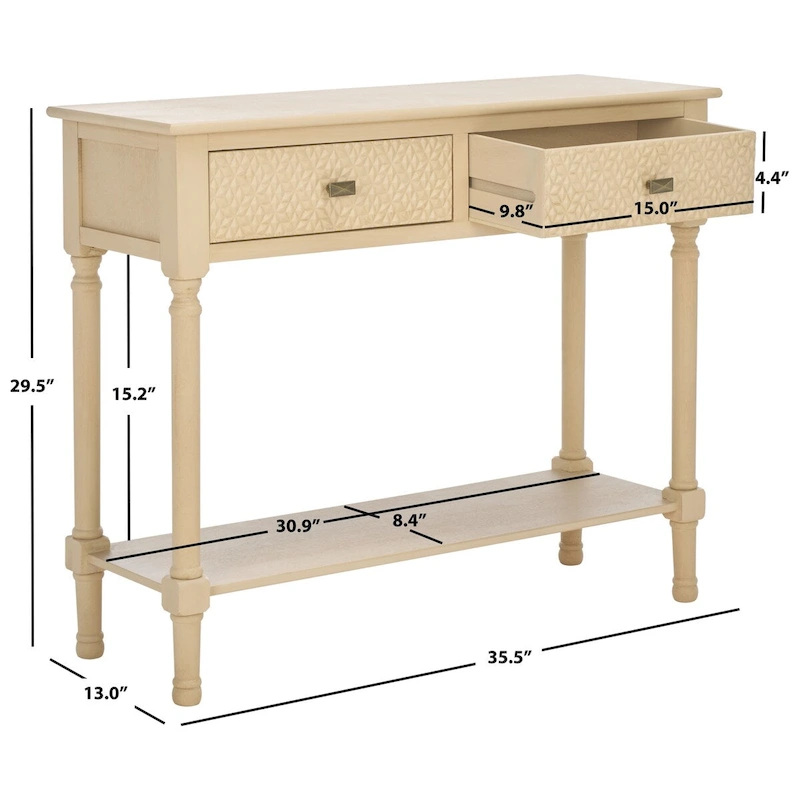 SAFAVIEH Salina 2-Drawer Console Table - 35.5 W x 13 L x 29.5 H - 36Wx13Dx30H