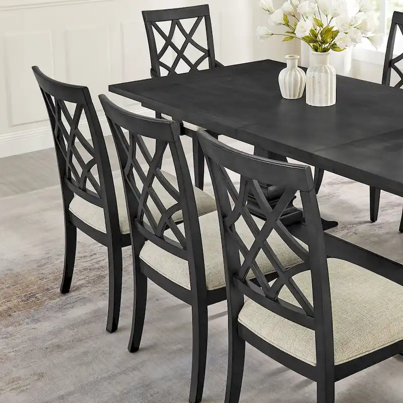 Modern Dining Chairs with Armrests and Upholstered Seat - 2 Pack