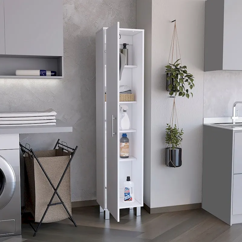 70-Inch Tall Storage Cabinet with Broom Hanger and 5 Shelves