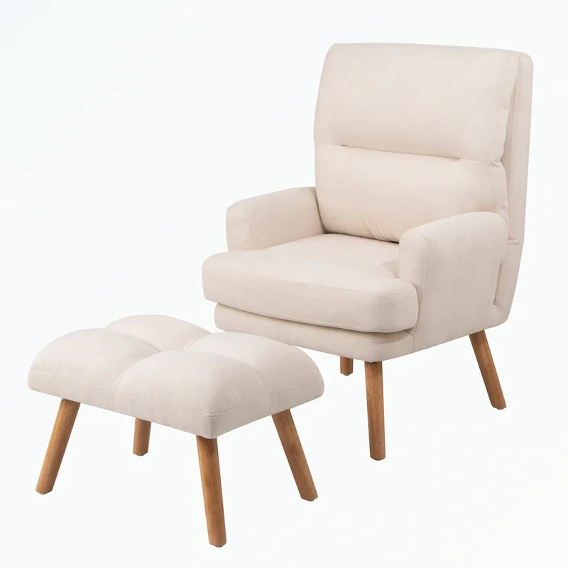 Accent Chair with Ottoman Set, with Adjustable Backrest