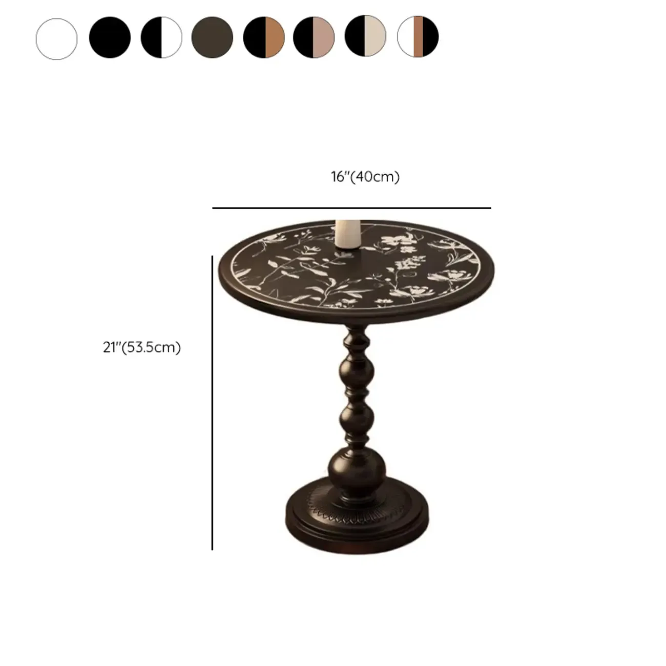 Modern Classic Iron Pedestal End Table Black-White