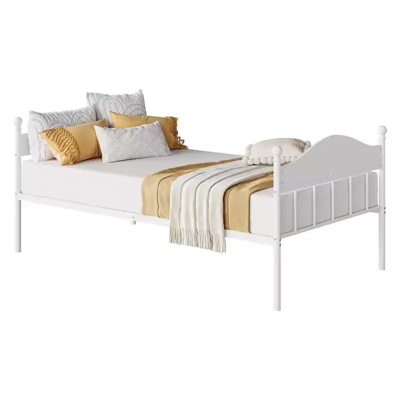 Twin Daybed, Metal Day Bed with Stylish Headboard, Under-Bed Storage Space, Heavy Duty Steel Slats Platform for Living Room, Bedroom and Guest Room