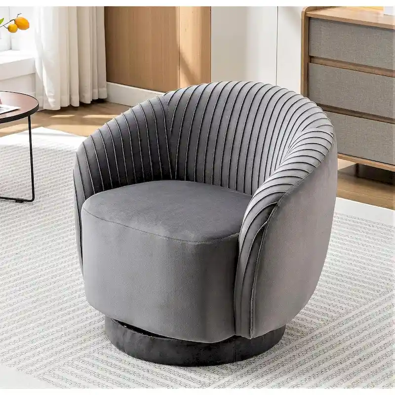 Modern Barrel Swivel Accent Chair with Plush Velvet Upholstery