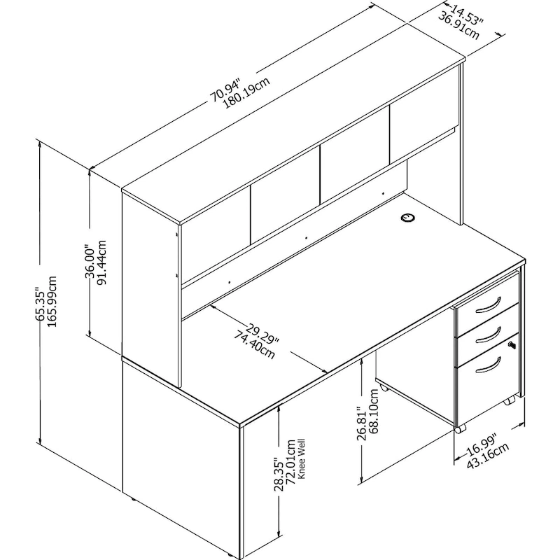 Studio C 72W Desk with Hutch and Drawers by Bush Business Furniture