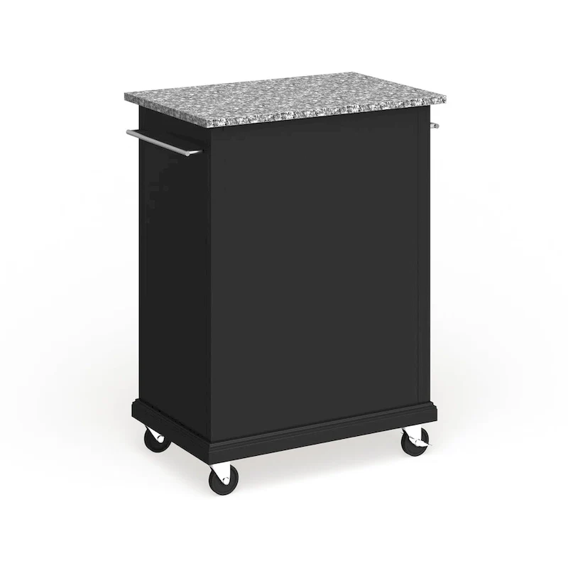 Crosley Compact Gray Granite Top Cart/ Island in Black Finish - 18d x 31w x 35.5h