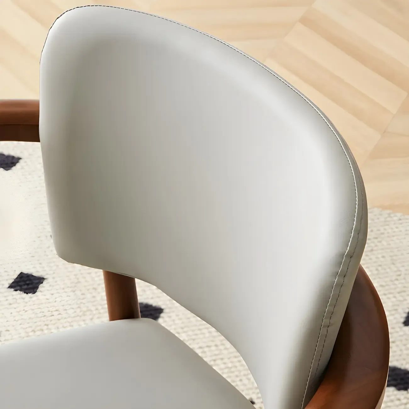 Modern Upholstered Rubberwood Arm Dining Chair Set of 2