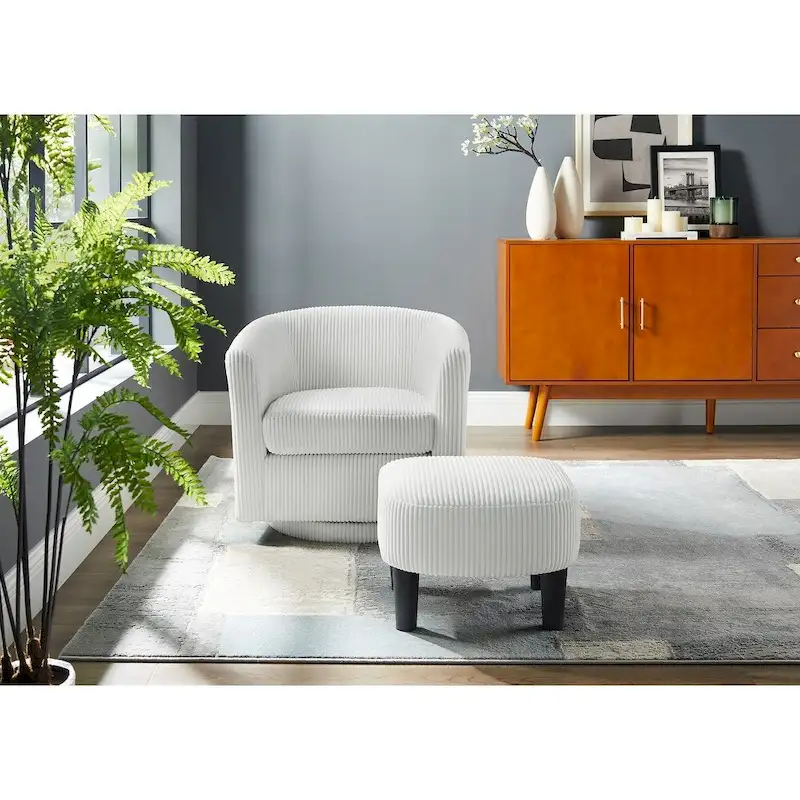 360° Swivel Accent Chair with Ottoman