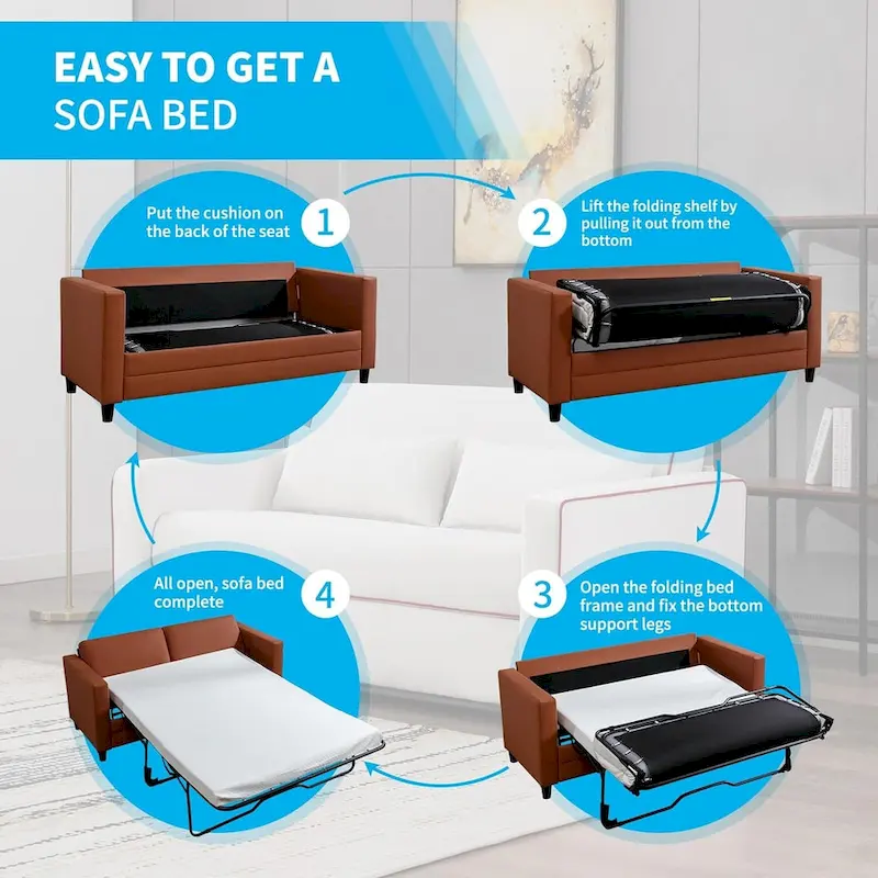 Mixoy Pull Out Sofa Bed,Modern Convertible Sleeper Sofa,2-in-1 Couch Bed with Mattress,Futon Couches