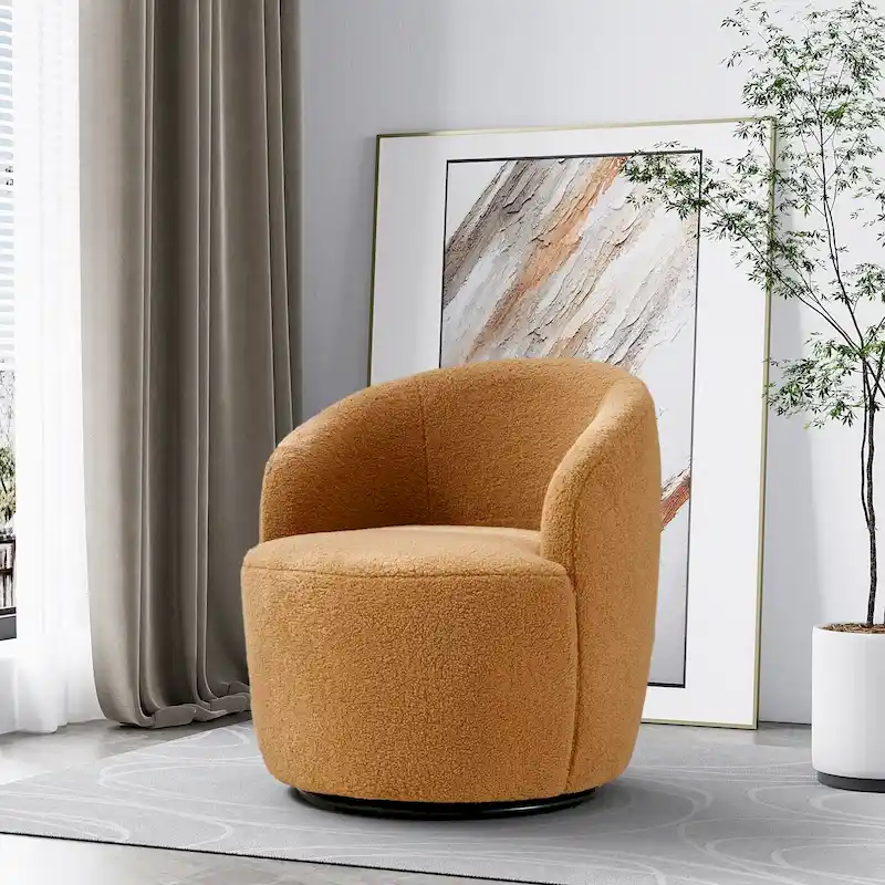 Ouyessir Modern Teddy Upholstered Swivel Barrel Chair(Set of 2)