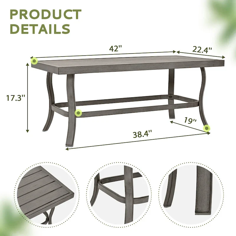 4-Person Aluminum Patio Conversation Set with Coffee Table, Loveseat and Light Gray Cushions