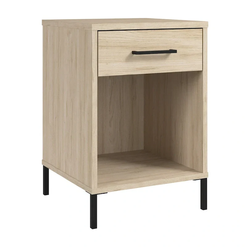 Gray Modern End Table with Drawer and Shelf