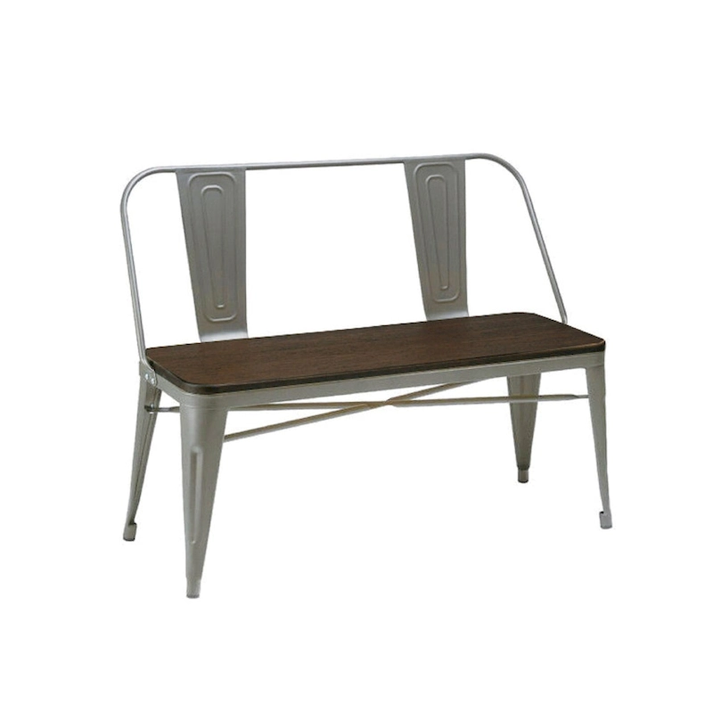 Metal Wood Top Dining Bench, Gunmetal