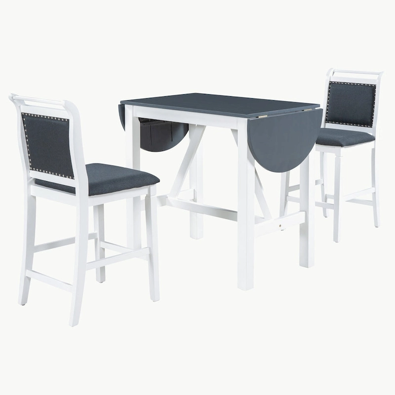 3-Piece Wood Counter Height Drop Leaf Dining Table Set