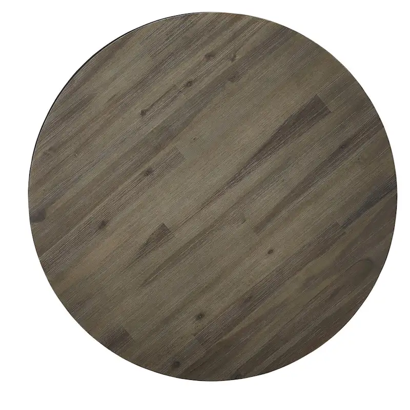 Canyon Solid Wood and Metal Round Coffee Table in Washed Grey - 19 x 40 x 40