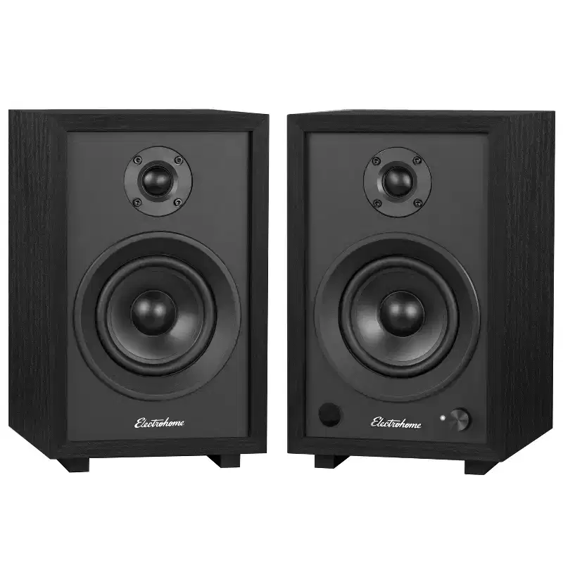 Electrohome McKinley 2.0 Stereo Powered Bookshelf Speakers with Built-in Amplifier, 4 Drivers, Bluetooth 5, RCA/Aux
