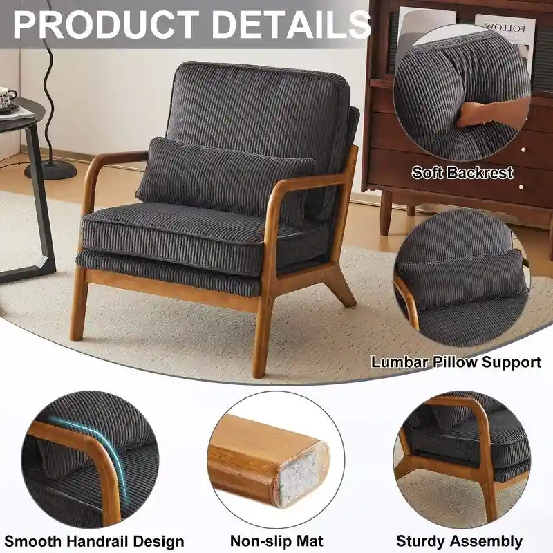 Upholstered Linen Blend Accent Chair