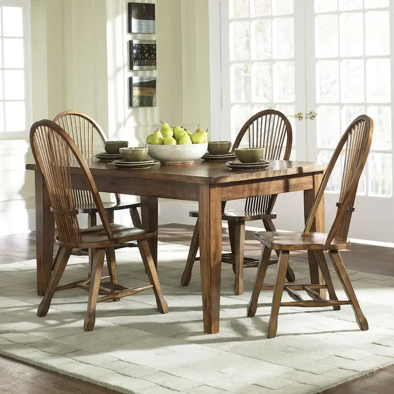 Rustic Oak 36x60 Dinette Table - Solid Wood Farmhouse Kitchen Dining Table