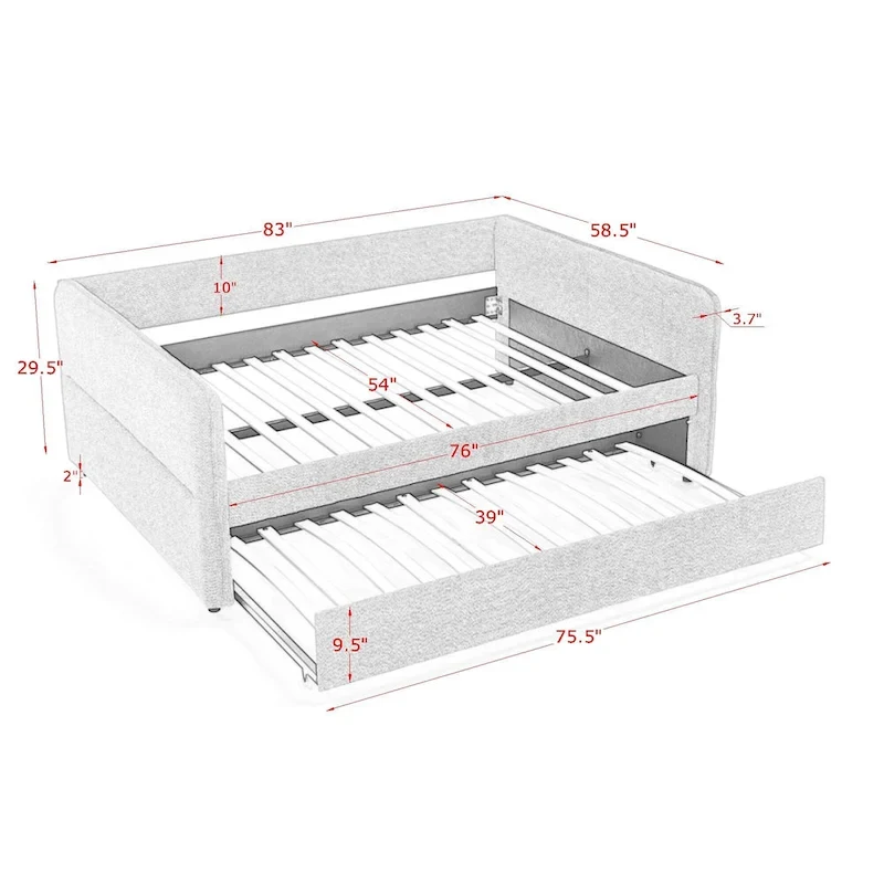 Full Boucle Daybed with Trundle