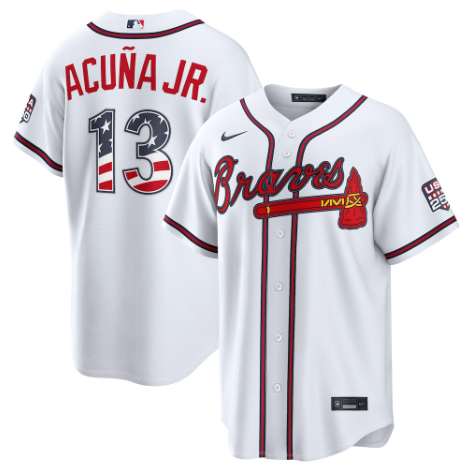 Atlanta Braves Ronald Acuña Jr. White USA 250 Fourth of July Home Stadium Jersey