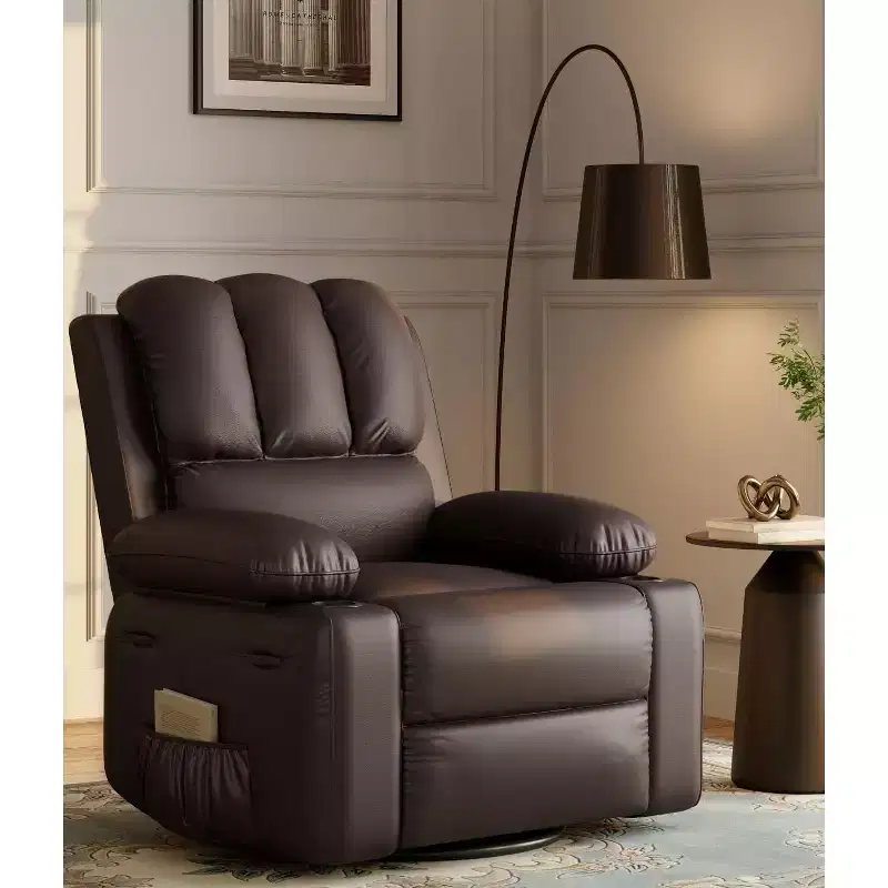 27 Oversized Recliner Chair with Heat & Massage  360 Swivel & Manual Rocking, Cup Holder for Living Room