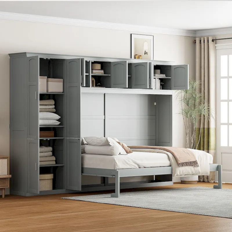 Queen Smart Murphy Bed with Wardrobe & Storage, Customizable System